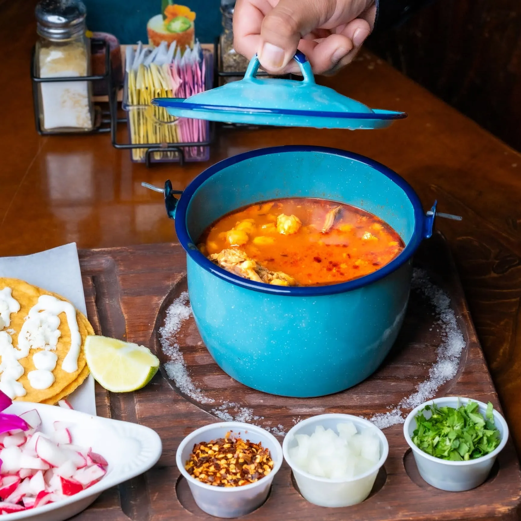 Pozole Pork Soup at Azul Tequila Arcadia FL.